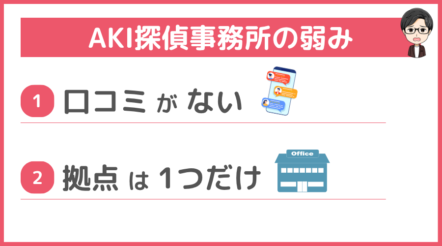 AKI探偵事務所の弱み