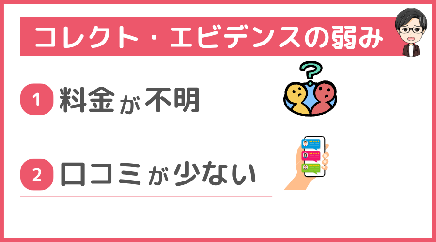 コレクト・エビデンス探偵事務所の弱み（デメリット）