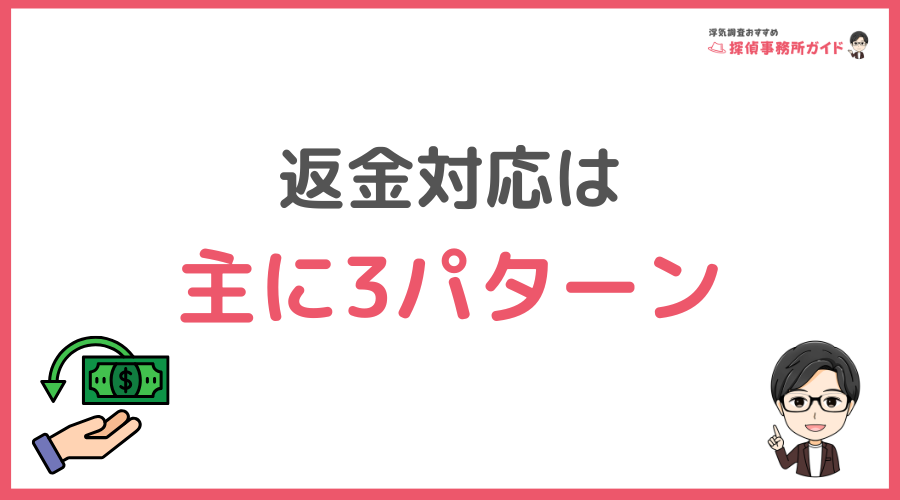 返金対応は主に3パターン