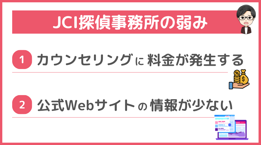 JCI探偵事務所の弱み