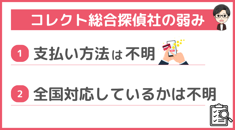 コレクト総合探偵社の弱み