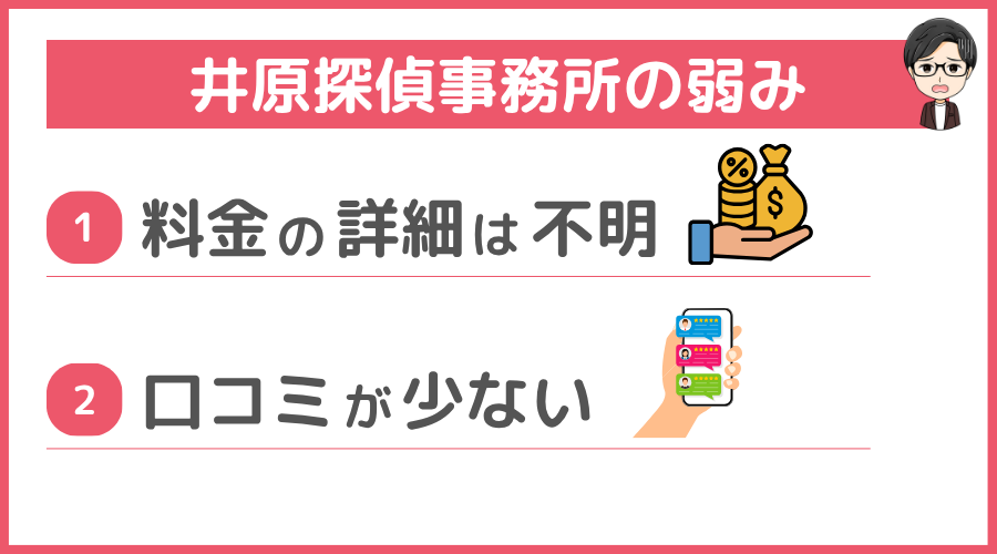 井原探偵事務所の弱み