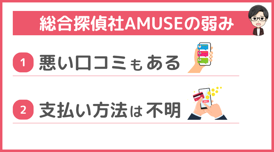 総合探偵社AMUSEの弱み