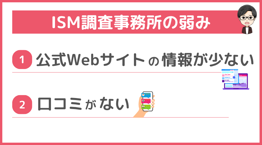 ISM調査事務所の弱み