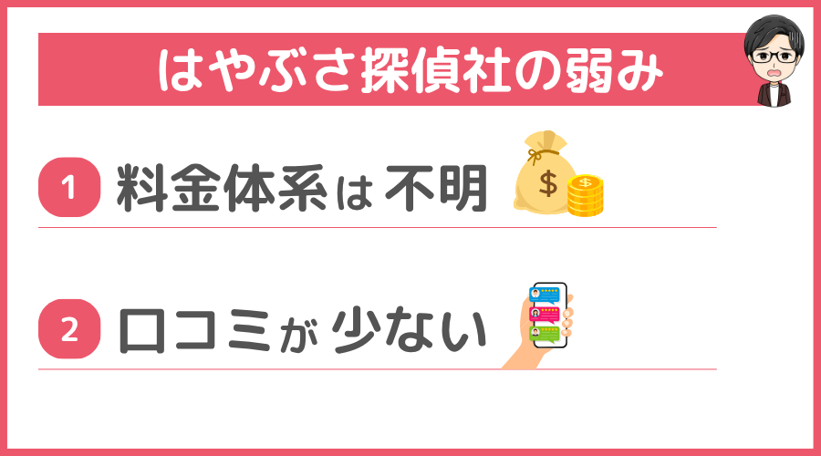 はやぶさ探偵社の弱み