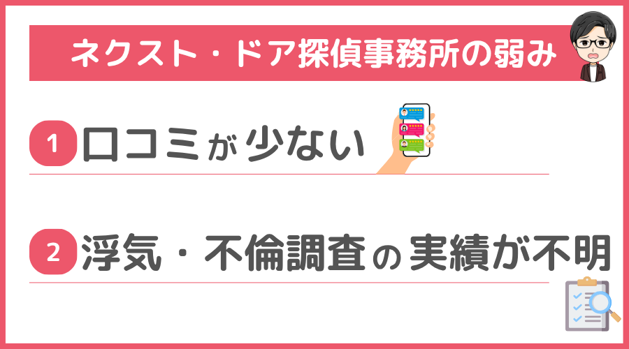 ネクスト・ドア探偵事務所の弱み