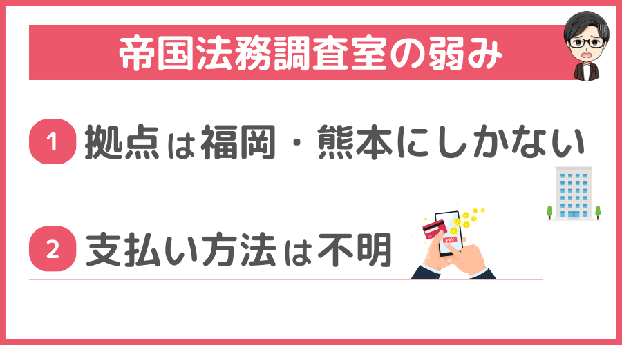 帝国法務調査室の弱み