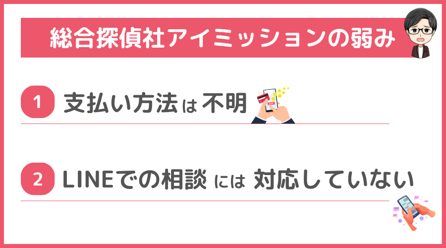 総合探偵社アイミッションの弱み