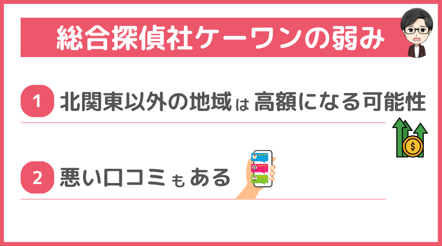 総合探偵社ケーワンの弱み