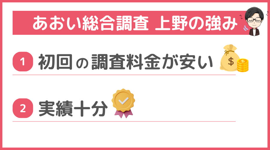 あおい総合調査 上野の強み（メリット）