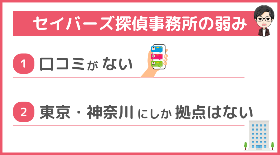 セイバーズ探偵事務所の弱み（デメリット）