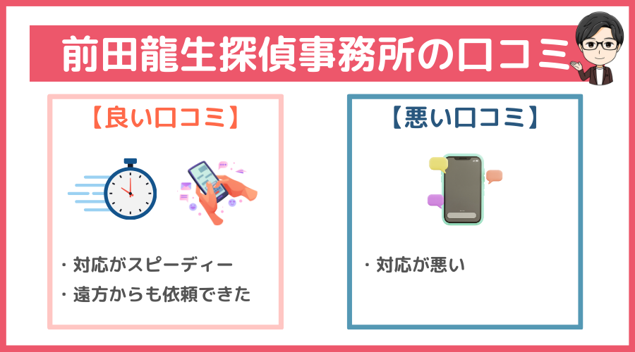 前田龍生探偵事務所の口コミ