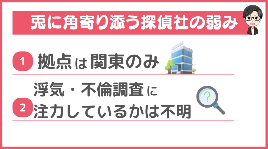 兎に角寄り添う探偵社の弱み（デメリット）